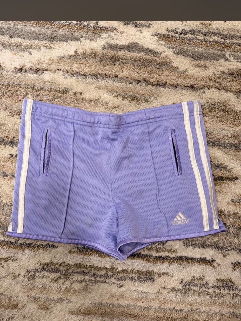 adidas Lavender Girls' Athletic Shorts with White Stripes